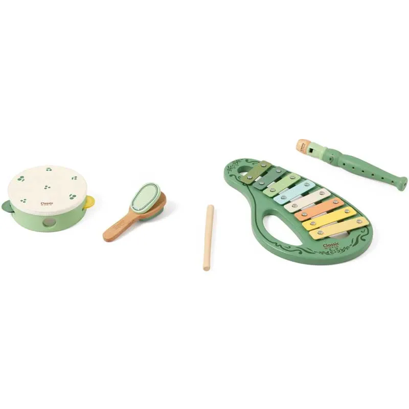 Vintage musical set of 5 pieces from Classic World with xylophone, drum, and flute