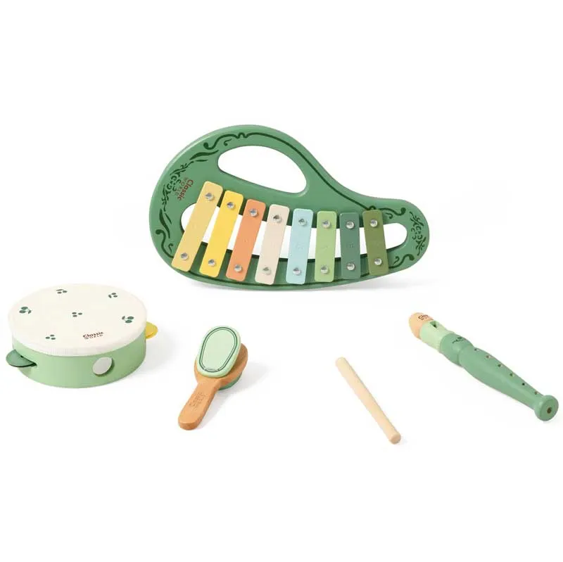 Vintage musical set of 5 pieces from Classic World with xylophone, drum, and flute