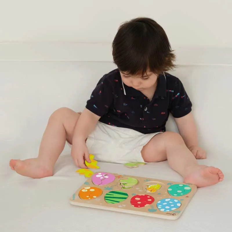 Wooden dinosaur puzzle Classic World with 25 pieces, for ages 18+ months