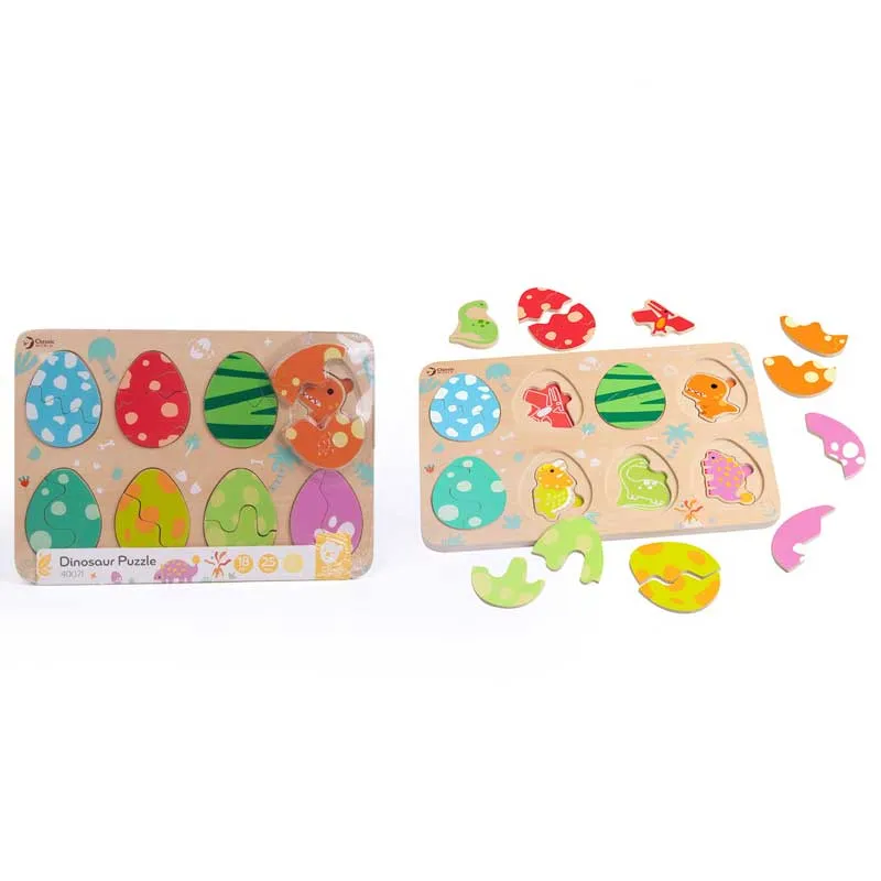 Wooden dinosaur puzzle Classic World with 25 pieces, for ages 18+ months