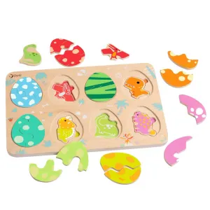 Wooden dinosaur puzzle Classic World with 25 pieces, for ages 18+ months