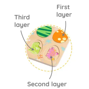 Wooden dinosaur puzzle Classic World with 25 pieces, for ages 18+ months