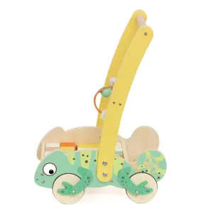 Дървен уокър Classic World Хамелеон с дървени блокчета за бебета