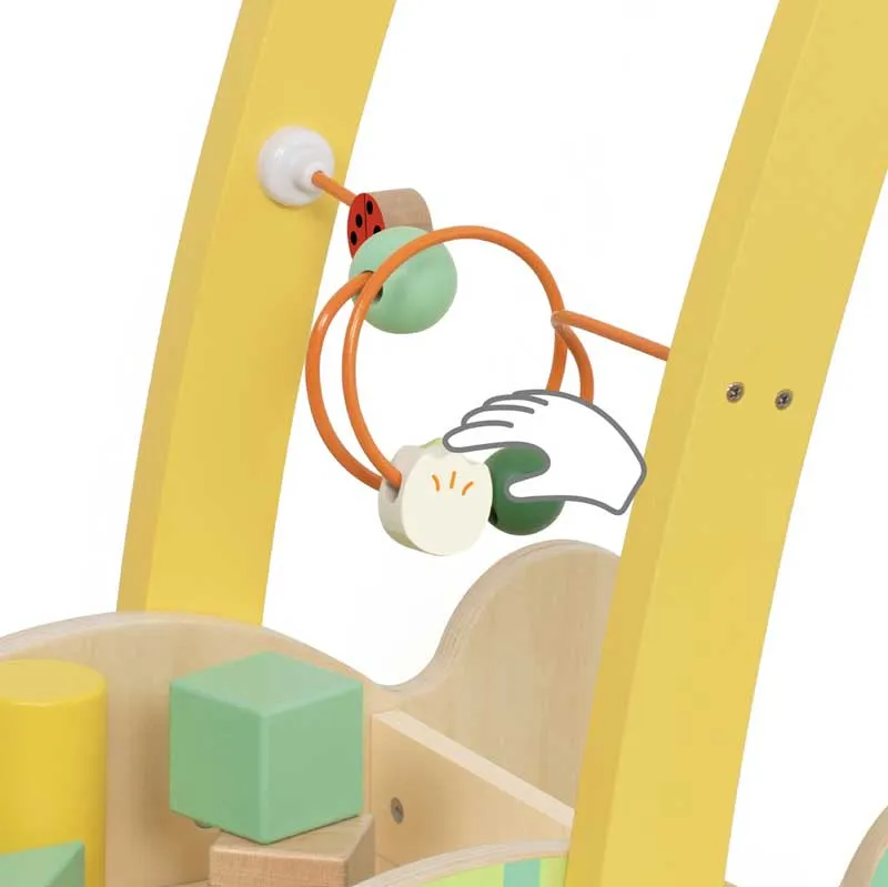 Дървен уокър Classic World Хамелеон с дървени блокчета за бебета