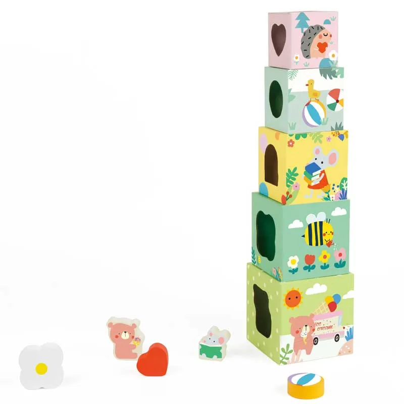 Wooden blocks for stacking from Classic World with forest motifs
