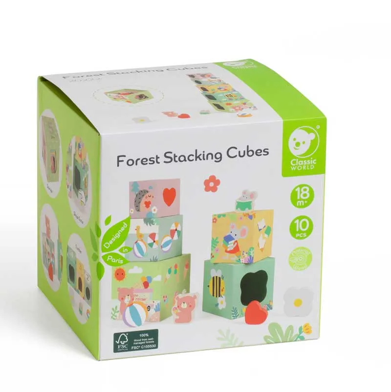 Wooden blocks for stacking from Classic World with forest motifs