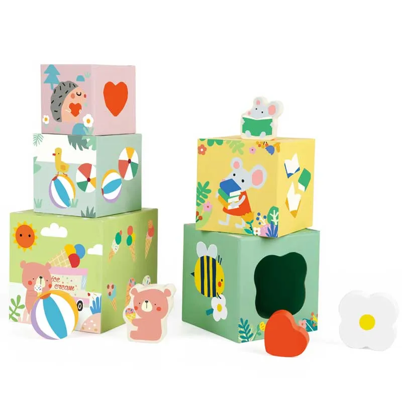 Wooden blocks for stacking from Classic World with forest motifs