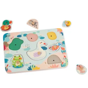 Interactive puzzle Lake made of 8 wooden pieces, for ages 18+ months