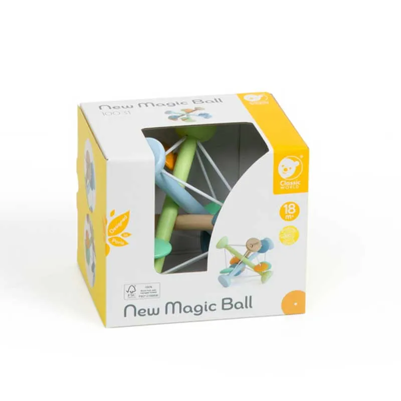 Magic sensory ball for baby play Classic World made of wood