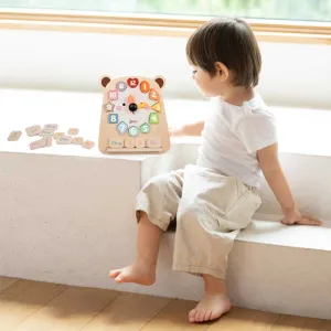 Educational wooden bear clock with calendar for children over 2 years old