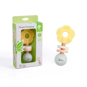 Сензорна дървена играчка-гризалка Цвете Classic World за бебета от 0 до 6 месеца