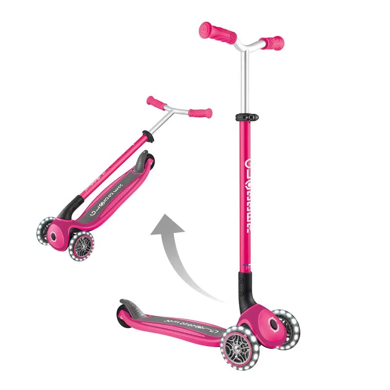 Foldable three-wheel scooter Globber Master lights - pink