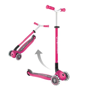 Foldable three-wheel scooter Globber Master lights - pink