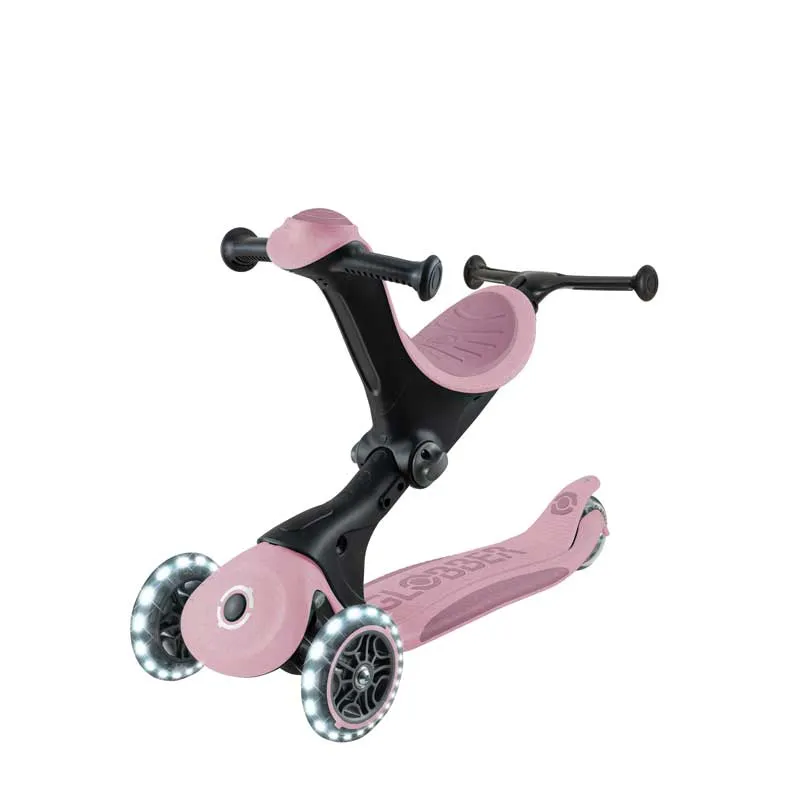 Scooter with seat 5 in 1 GLOBBER GO UP DELUXE LIGHTS ECOLOGIC 360° - pink