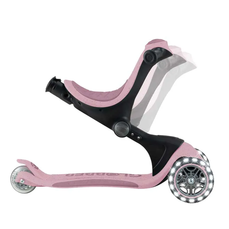 Scooter with seat 5 in 1 GLOBBER GO UP DELUXE LIGHTS ECOLOGIC 360° - pink