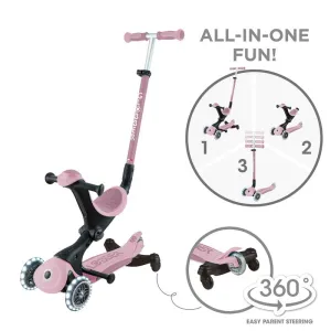 Scooter with seat 5 in 1 GLOBBER GO UP DELUXE LIGHTS ECOLOGIC 360° - pink