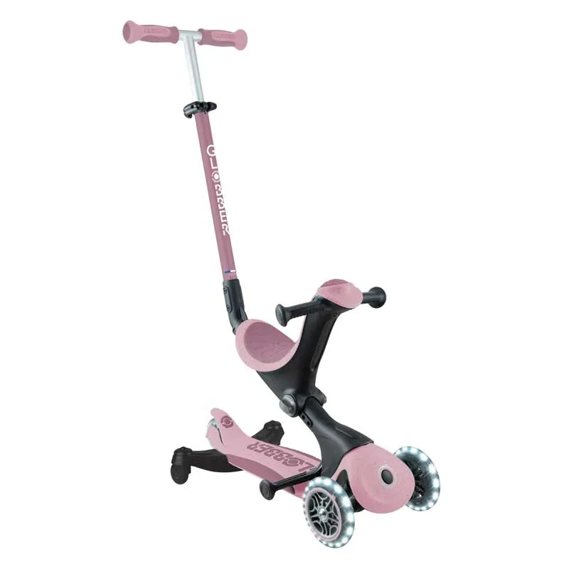 Scooter with seat 5 in 1 GLOBBER GO UP DELUXE LIGHTS ECOLOGIC 360° - pink