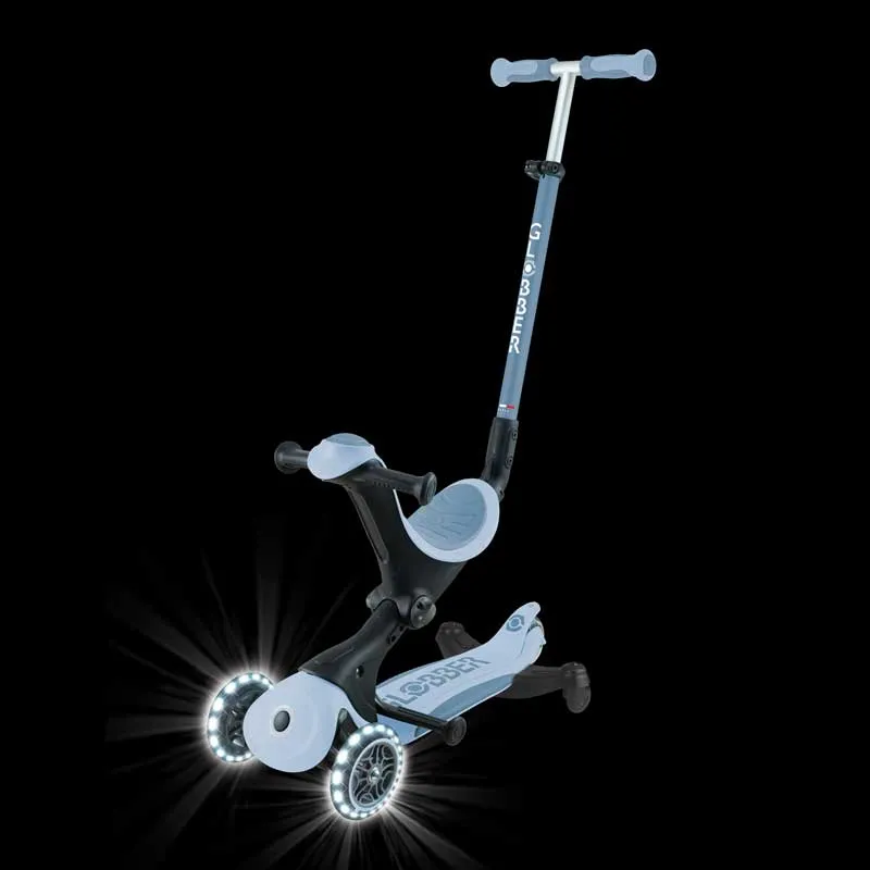 Scooter with seat 5 in 1 GLOBBER GO UP DELUXE LIGHTS ECOLOGIC 360° - pastel blue