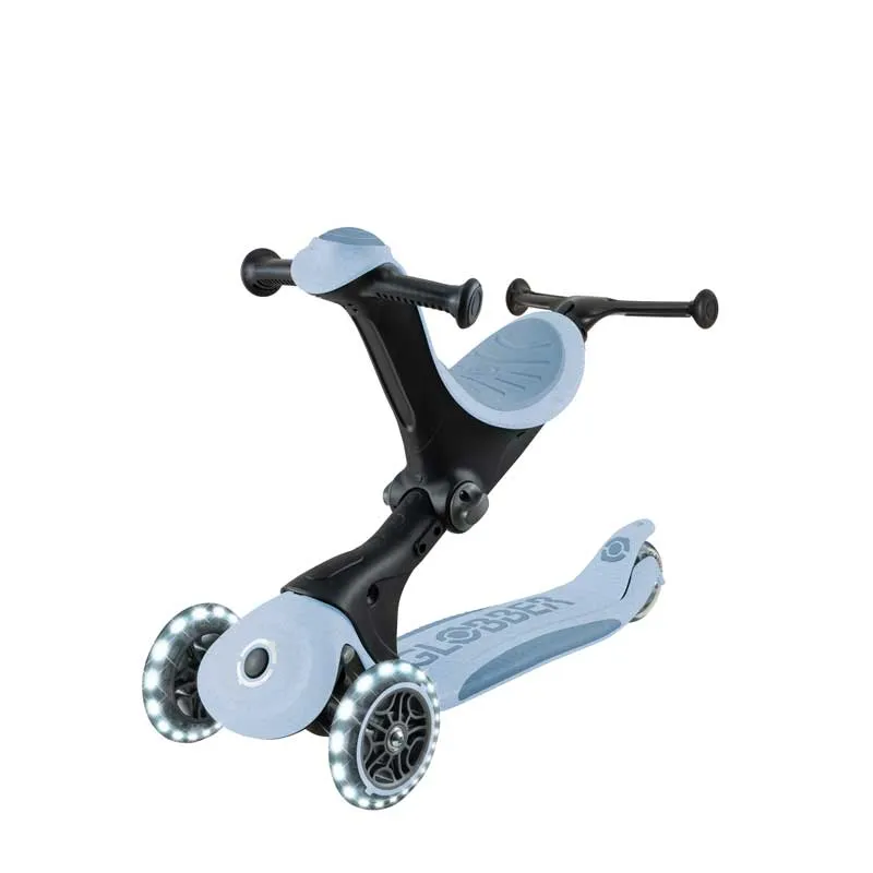 Scooter with seat 5 in 1 GLOBBER GO UP DELUXE LIGHTS ECOLOGIC 360° - pastel blue