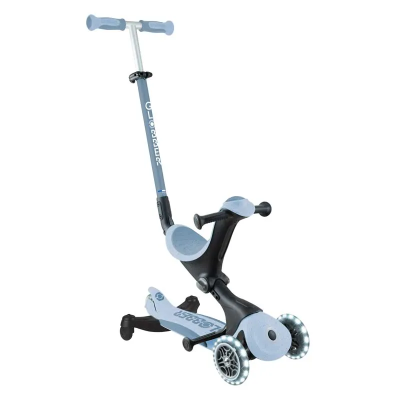Scooter with seat 5 in 1 GLOBBER GO UP DELUXE LIGHTS ECOLOGIC 360° - pastel blue