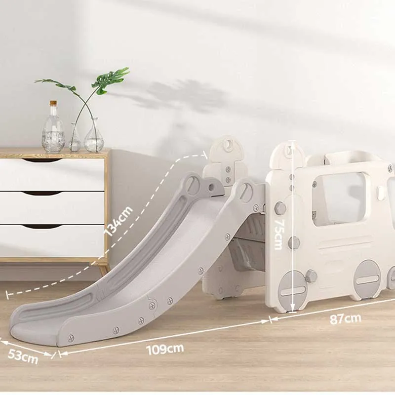 Children's play module bus with slide - grey