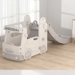 Children's play module bus with slide - grey