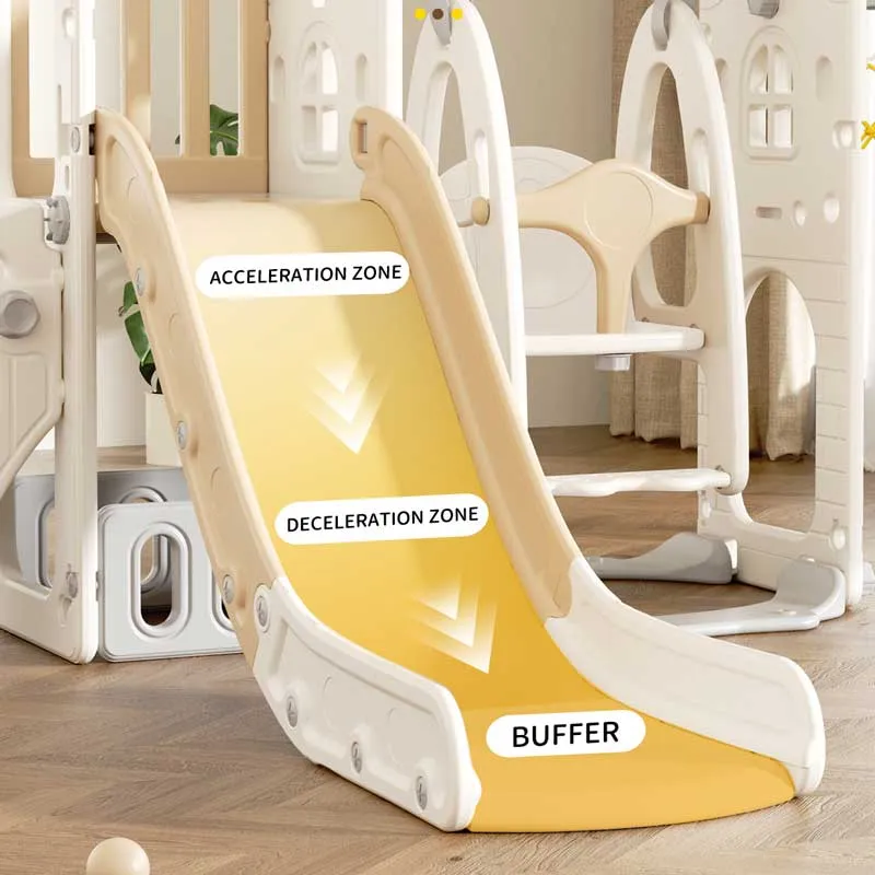 Мини детска крепост за игра с пързалка, кафява