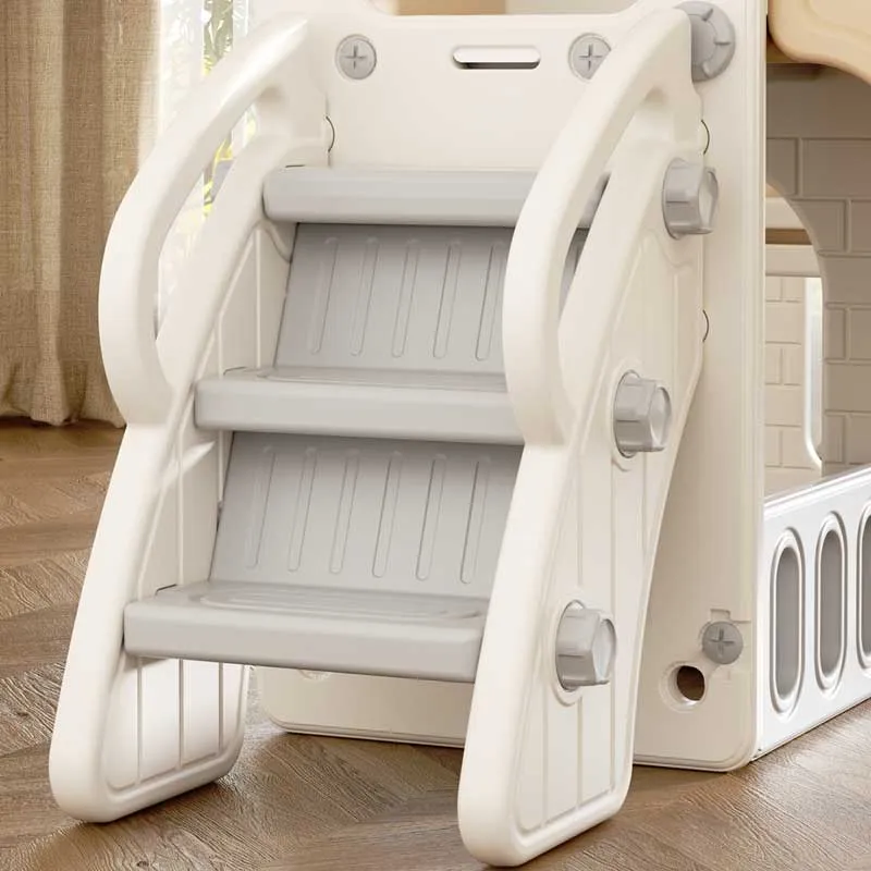 Мини детска крепост за игра с пързалка, сива