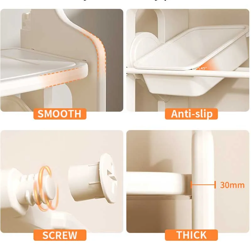 Multifunctional children's play stand for role-playing games with a tabletop and movable storage boxes, brown