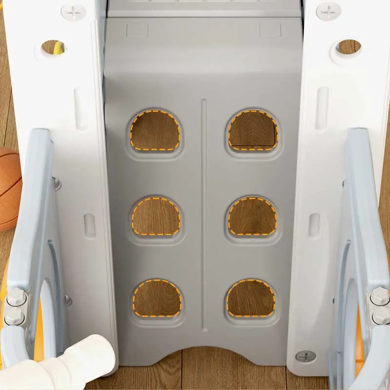 Мултифункционален детски център Кораб с пързалка, тунел и баскетболен кош - син