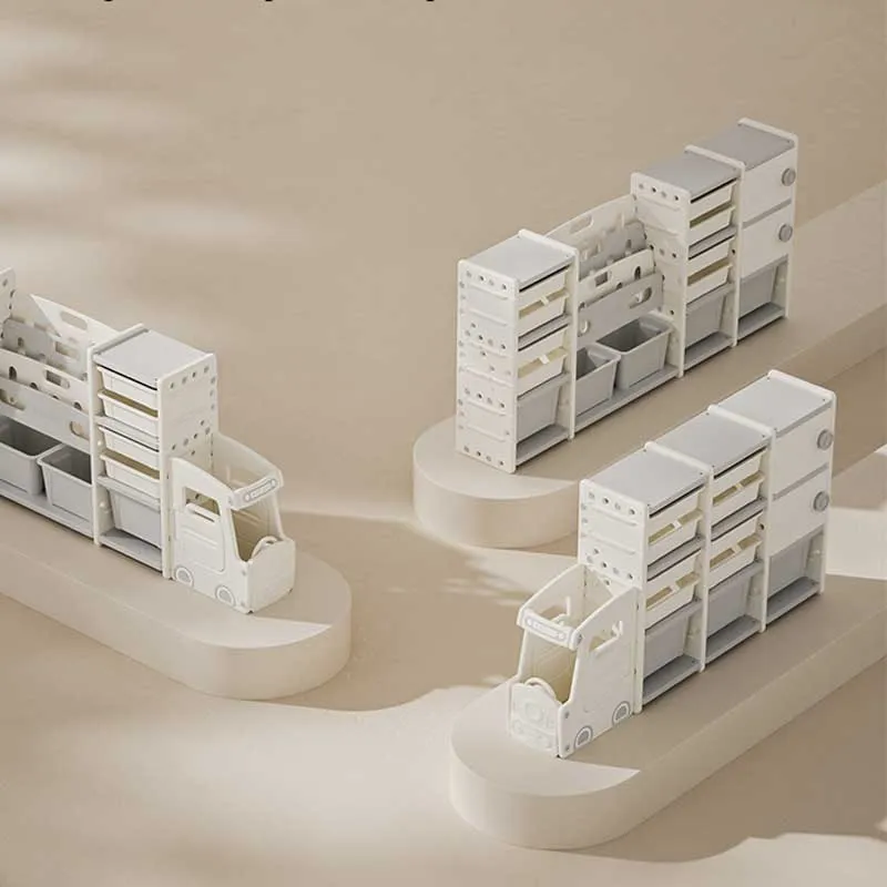 Органайзер за играчки с форма на автобус с 11 кутии и 2 шкафчета за съхранение