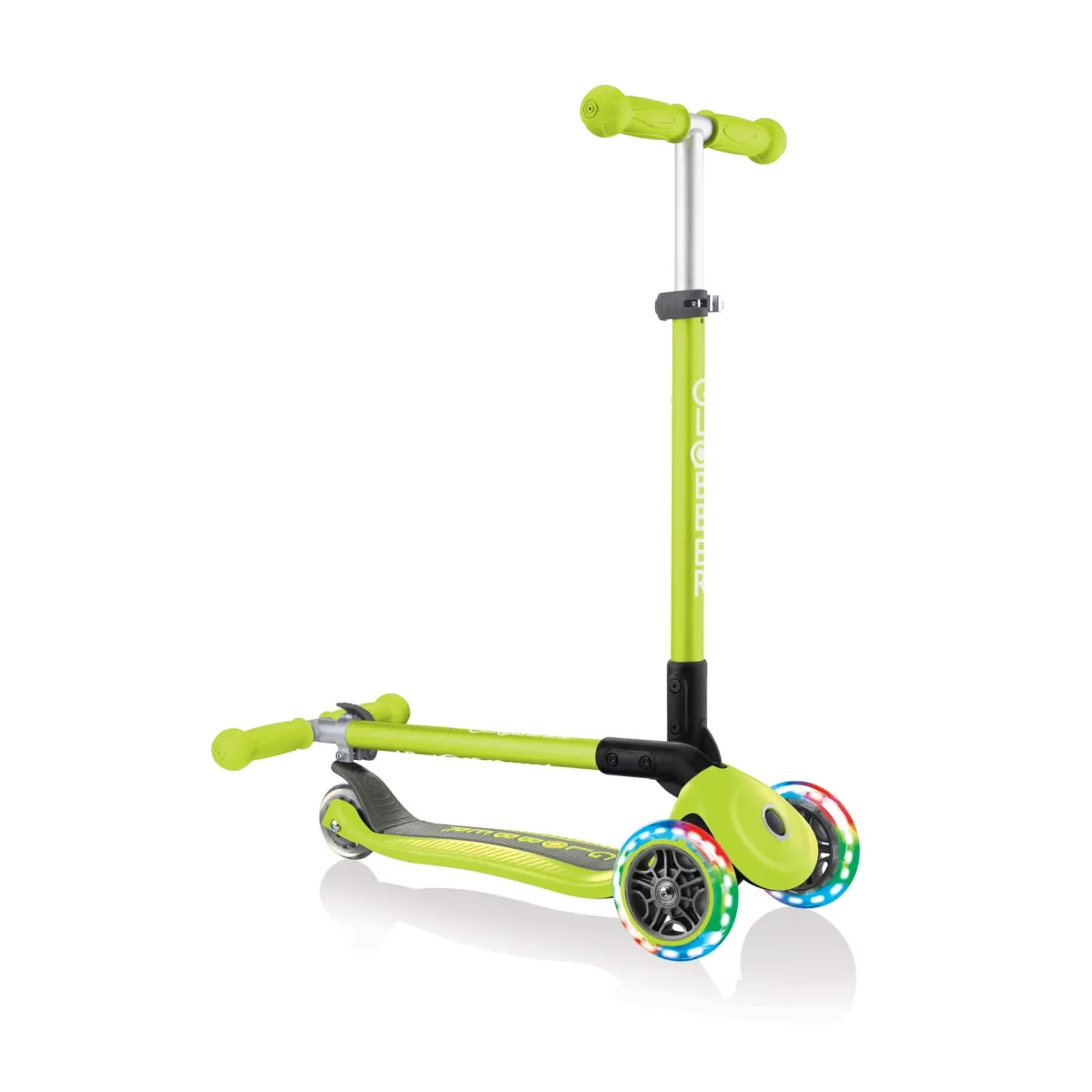 Сгъваема тротинетка със светещи гуми Globber Primo Foldable Lights, Зелена
