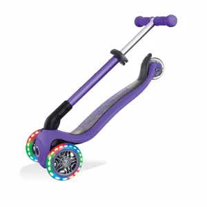 Сгъваема тротинетка със светещи колела, Globber Junior - 2+ г., лилава