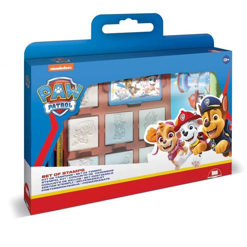 Paw Patrol creative set with 7 stamps, 3 markers, and a sketchbook for drawing