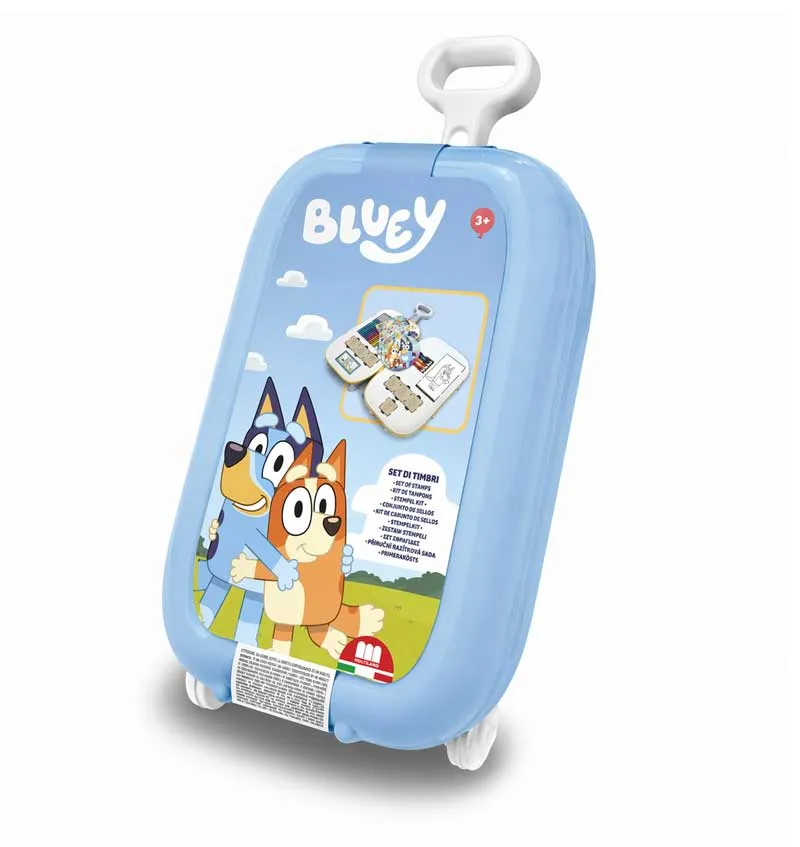 Children's drawing set Bluey in a suitcase on wheels with accessories