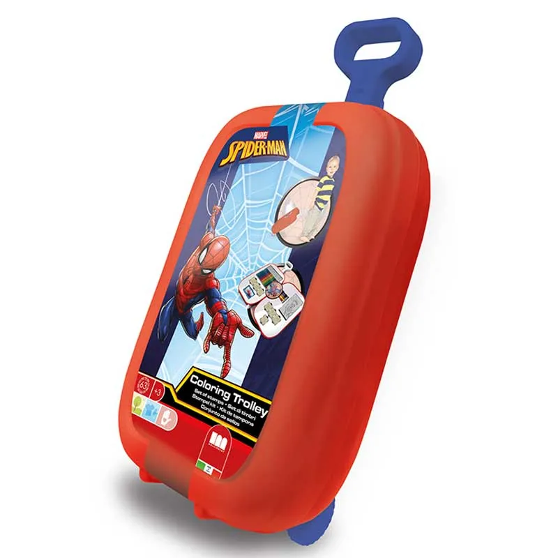 Children's drawing set Spiderman in a suitcase on wheels with accessories