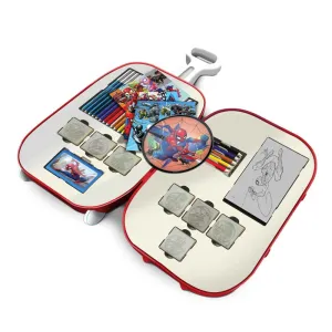 Children's drawing set Spiderman in a suitcase on wheels with accessories