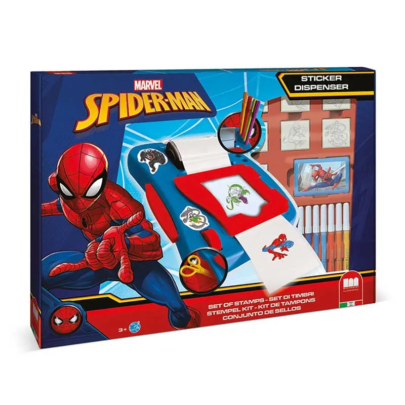 Комплект за създаване на стикери Spider-Man с 12 флумастера, 50 стикера, 7 печата и книжка за оцветя