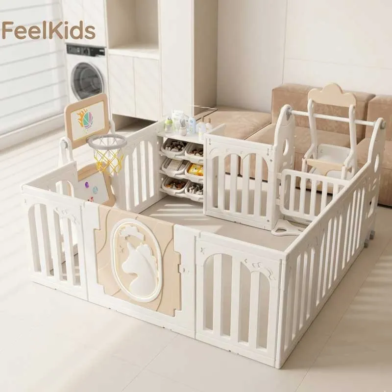 Детска мултифункционална площадка Feelkids с люлка, баскетболен кош и органайзер